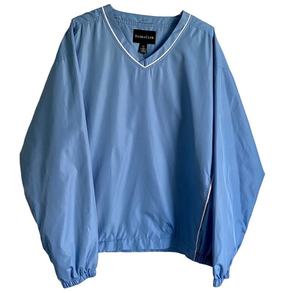 Ultra Club V Neck Pull Over Windbreaker Jacket with Pockets XXL